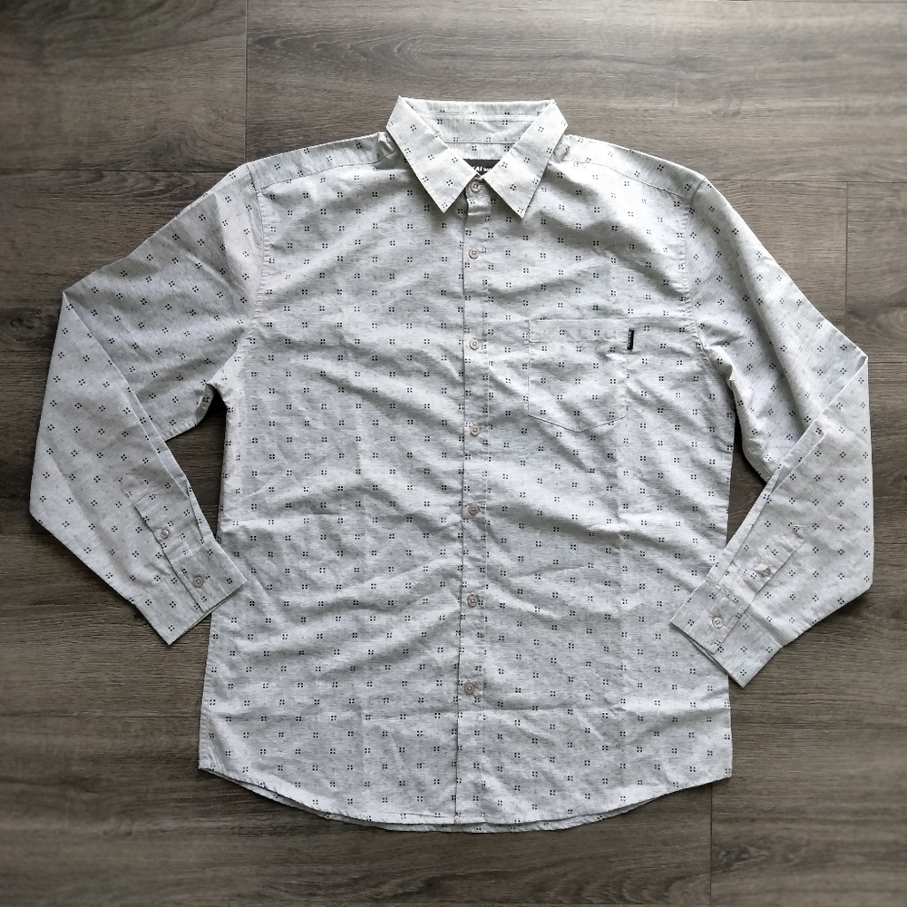 Molokai Surf Co NWOT Long Sleeve Gray Button Down Shirt Size M